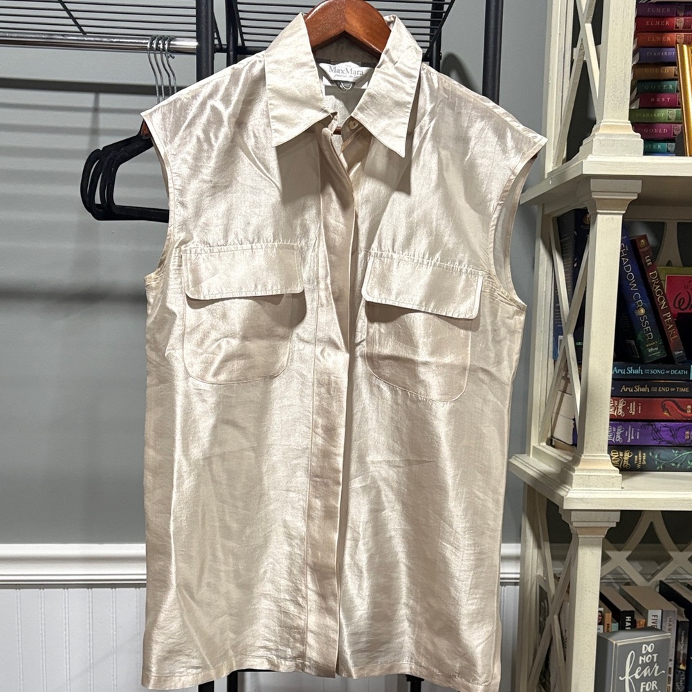 MaxMara Satin Blouse in Light Cream